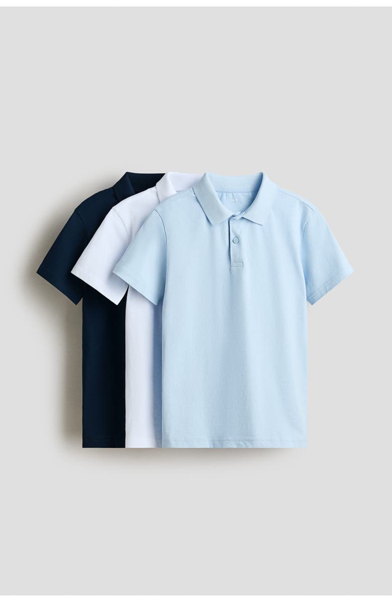 H&M 3-pack cotton polo shirts, Main, color, Blue/White