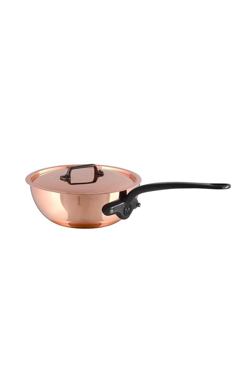 Mauviel M'150 Ci Curved Splayed Saute Pan With Lid, 8 Inch, Main, color, Copper
