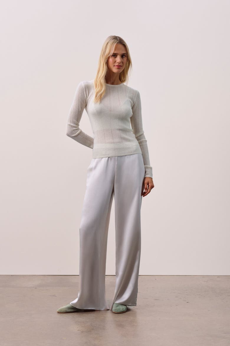 MABLE TRELLIS LONG SLEEVE CASHMERE TEE, Alternate, color, Ecru