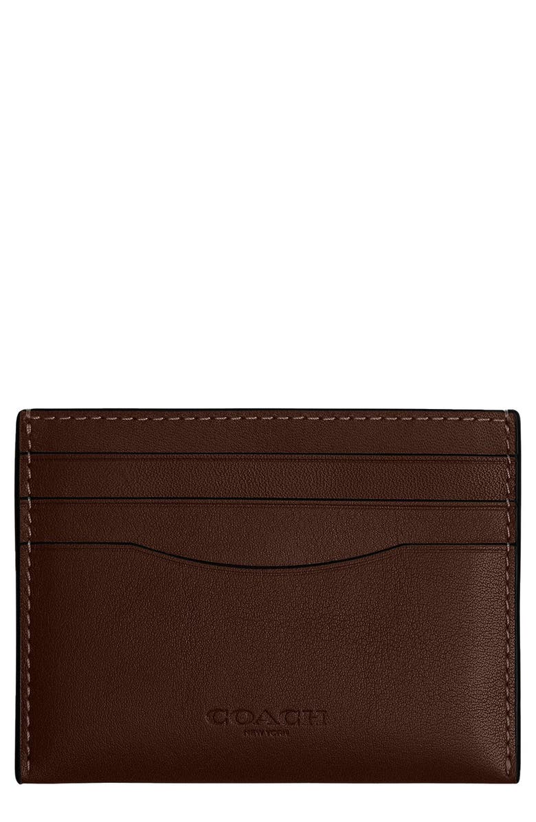 COACH Leather Card Case, Main, color, Maple