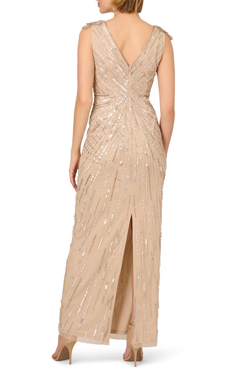 Adrianna Papell Embellished Column Gown, Alternate, color, Biscotti