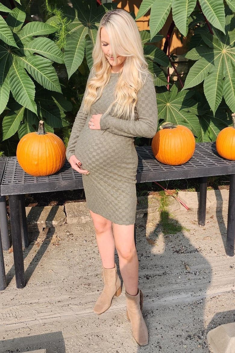 Soft Brushed Knit Long Sleeve Dress, Alternate, color, Olive Green