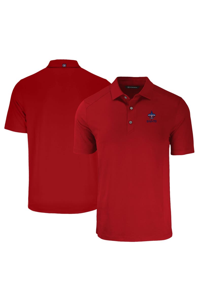 Cutter & Buck Men's Cutter & Buck Red New Orleans Saints Americana Forge Eco Stretch Recycled Polo, Main, color,