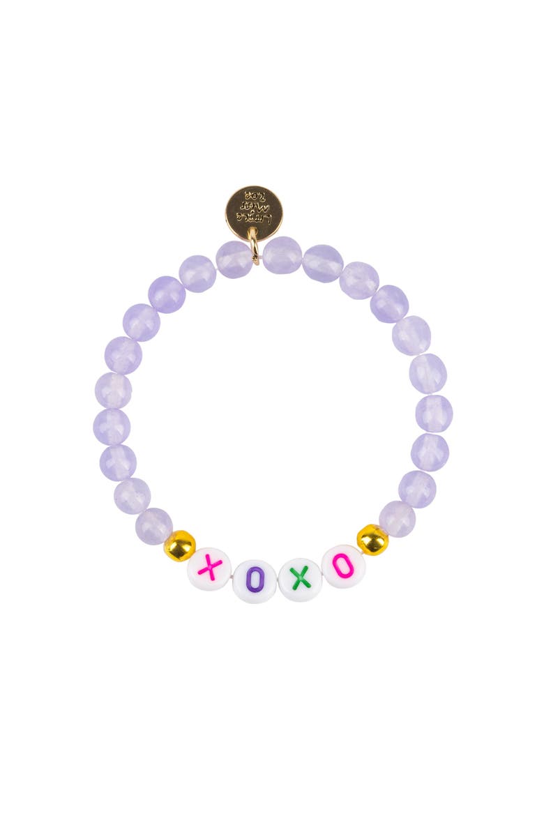 Gemstone and Delicate Gold Bracelet Set, Alternate, color, Purple