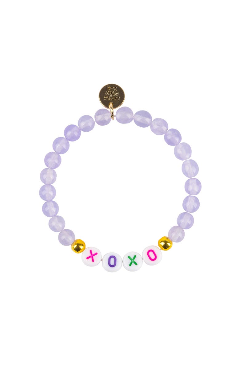 Little Miss Zoe Gemstone and Delicate Gold Bracelet Set, Alternate, color, Purple