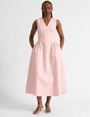 Albaray Cotton Sateen Gathered Side Dress