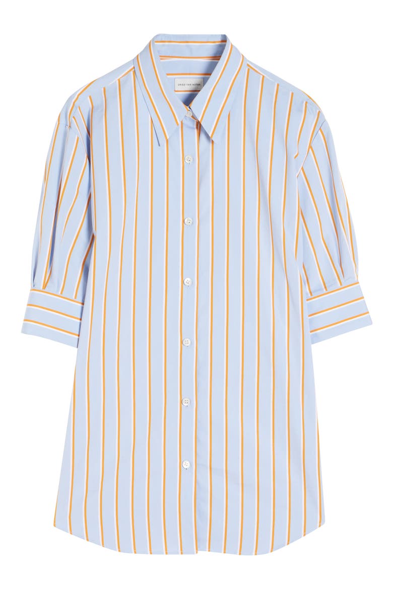 Celindo Super Compact Stripe Oversize Supima® Cotton Poplin Button-Up Shirt, Alternate, color, LIGHT BLUE