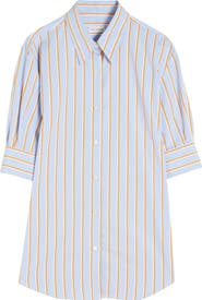 Dries Van Noten Celindo Super Compact Stripe Oversize Supima® Cotton Poplin Button-Up Shirt