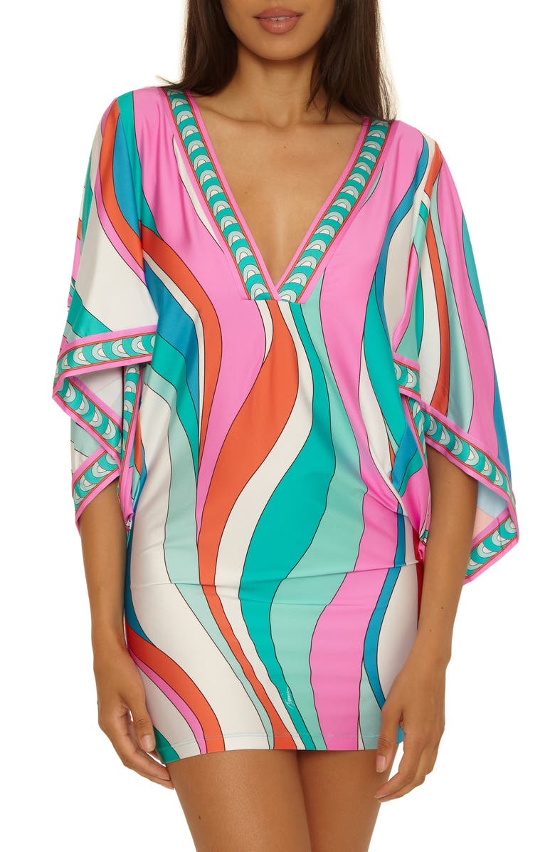 Trina Turk Apollo V-Neck Cover-Up Tunic, Main, color, Multi