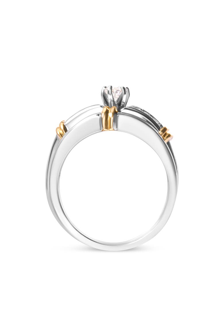 14K Yellow and White Gold 1/3 Cttw Diamond Engagement Ring Set, Alternate, color, Yellow