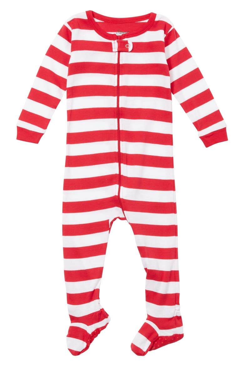 Striped Footie, Main, color, RED & WHITE STRIPE