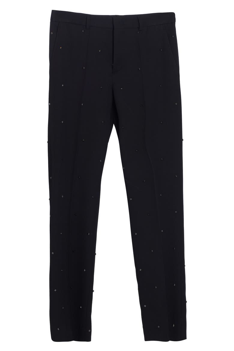 Rockstud Wool Pants, Alternate, color, 0NO - NERO