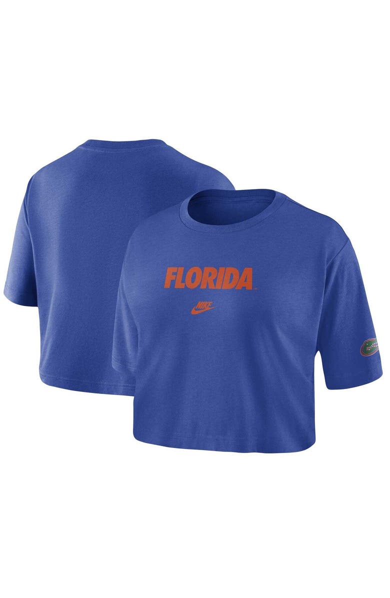 Nike Women's Nike Royal Florida Gators Wordmark Cropped T-Shirt, Main, color, Royal