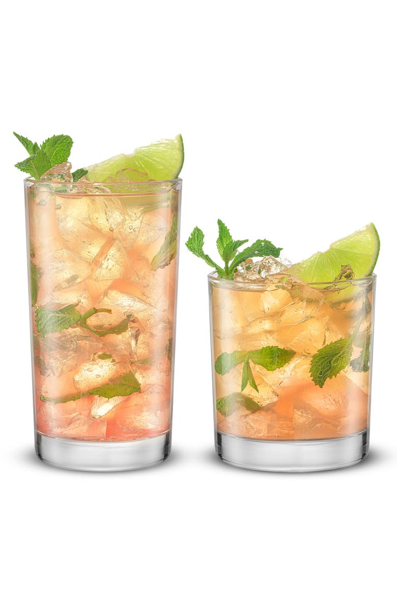 JoyJolt Alain Set of 8 DOF & Highball Glasses, Main, color, Clear