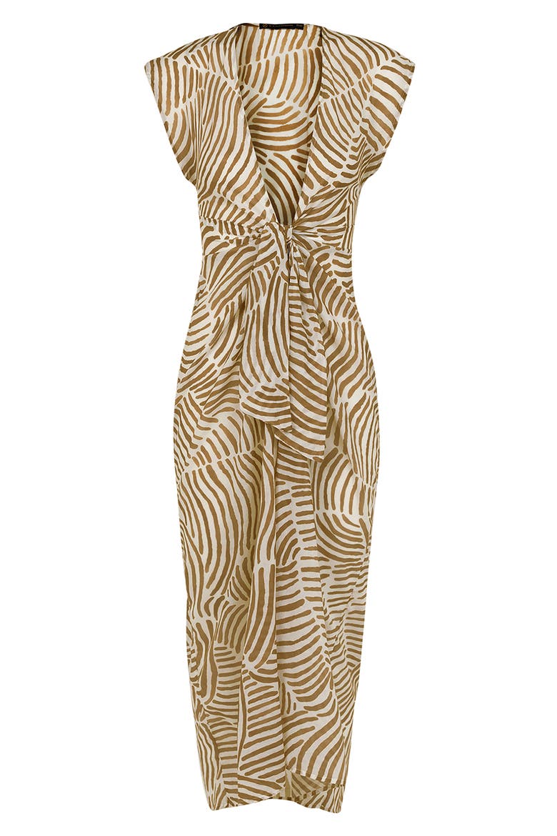 Sasha Tie Front Cotton Cover-Up Dress, Alternate, color, BROWN