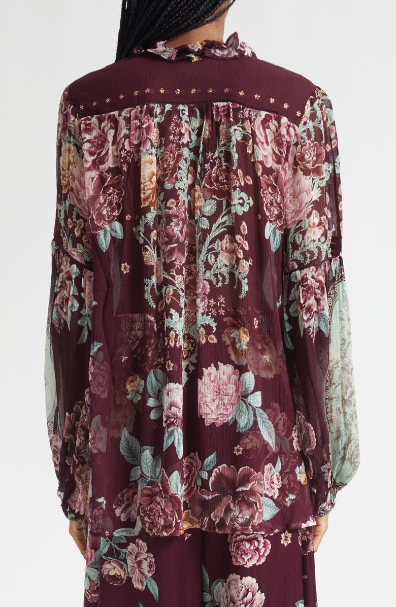 Camilla If These Tiles Could Talk Silk Peasant Top, Alternate, color, If These Tiles Could Talk