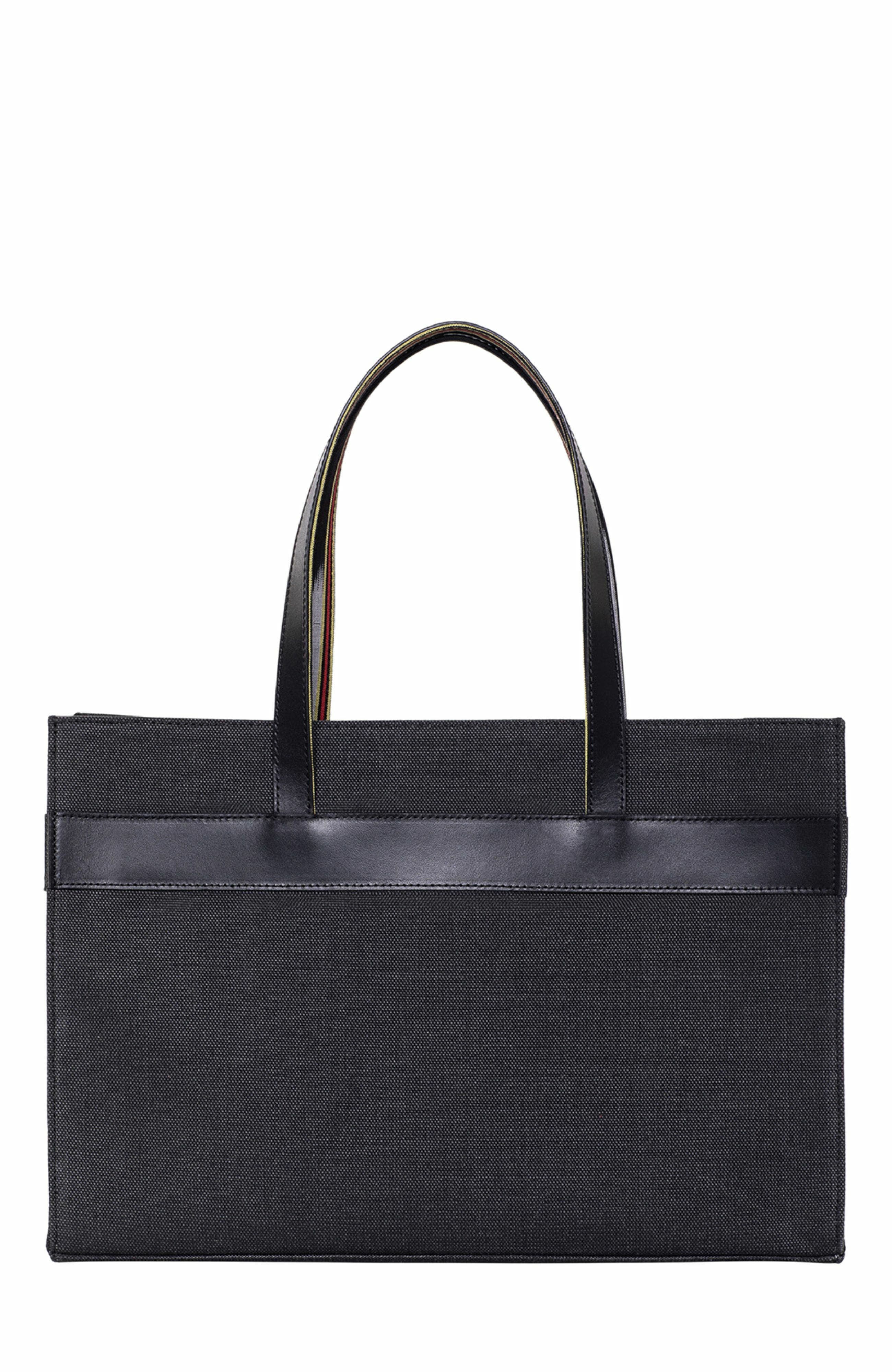 K'ai & Vrosi Leather & Canvas Tote Bag with Pockets, Alternate, color, 