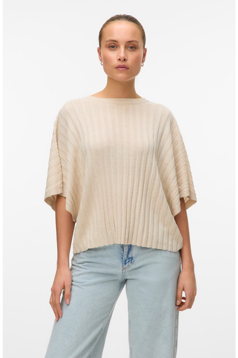 Barbados Short Sleeve V-Back Sweater, Alternate, color, OATMEAL