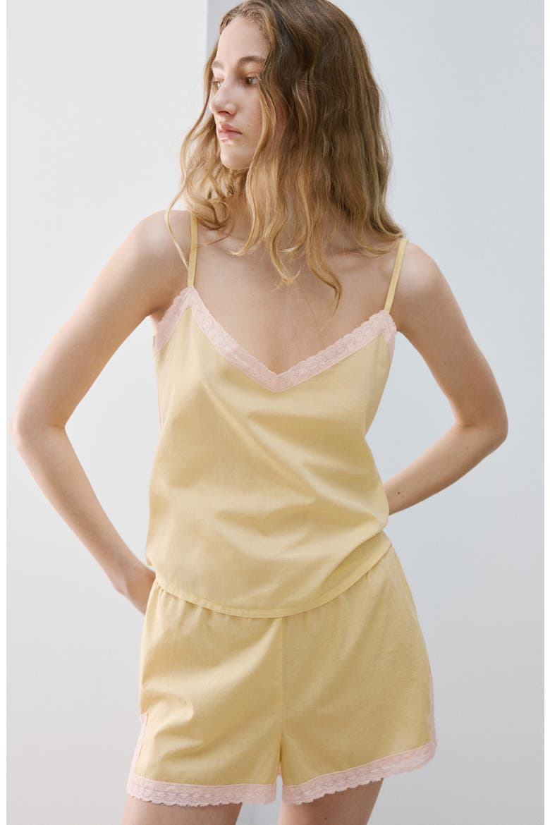 Cotton Pajama Shorts, Alternate, color, PASTEL YELLOW