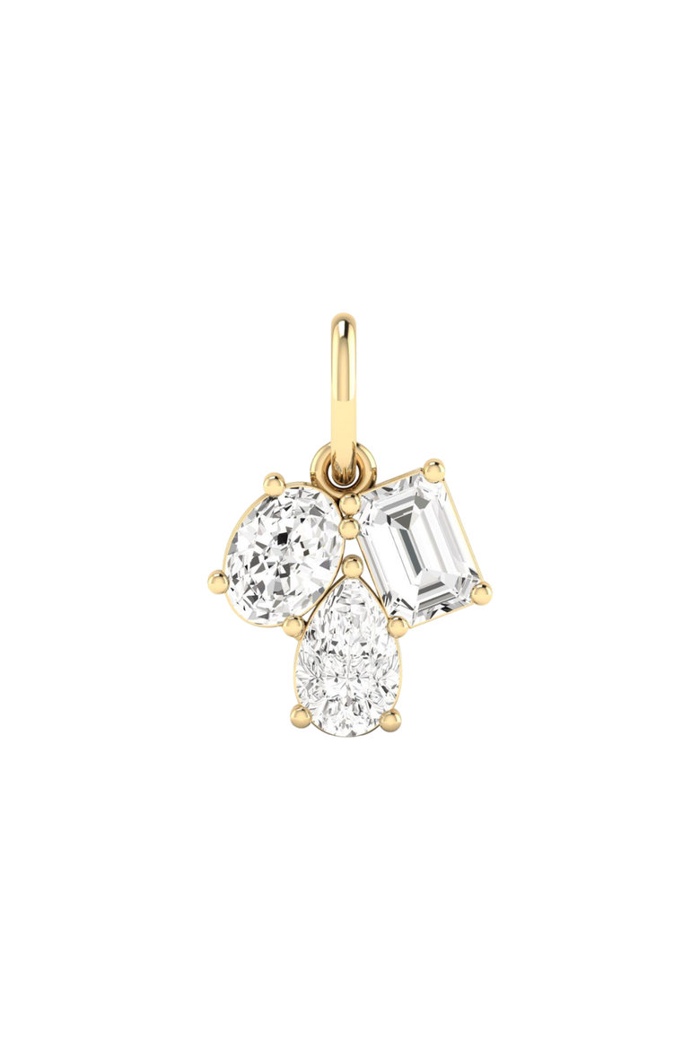 Multi-Shape Cluster Lab Diamond Charm in 14K, Main, color, Yellow Gold