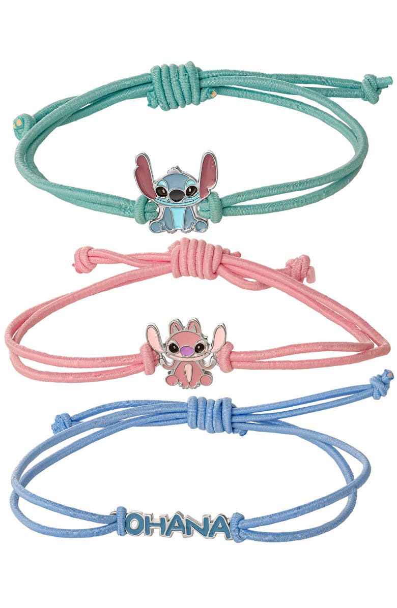 Disney Lilo & Stitch Bracelet, 3-Piece Set, Main, color, Turquoise, Pink, Blue