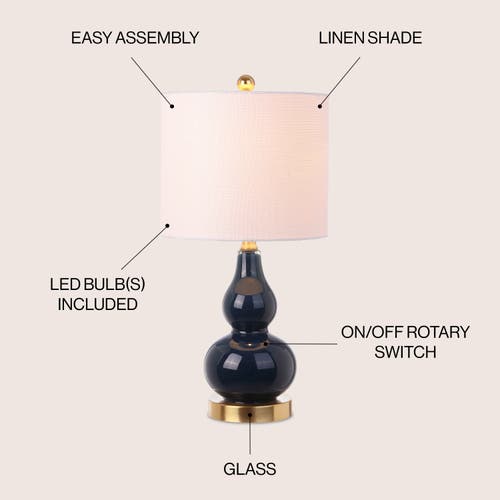 Jonathan Y Anya Mini Glass Table Lamp In Navy/blue