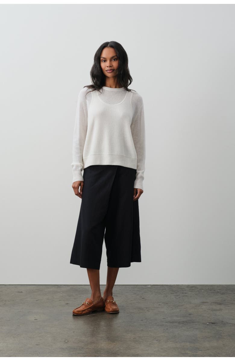 NAKED CASHMERE Rafaela Trompe L'oeil Cashmere Crewneck, Main, color, Ecru