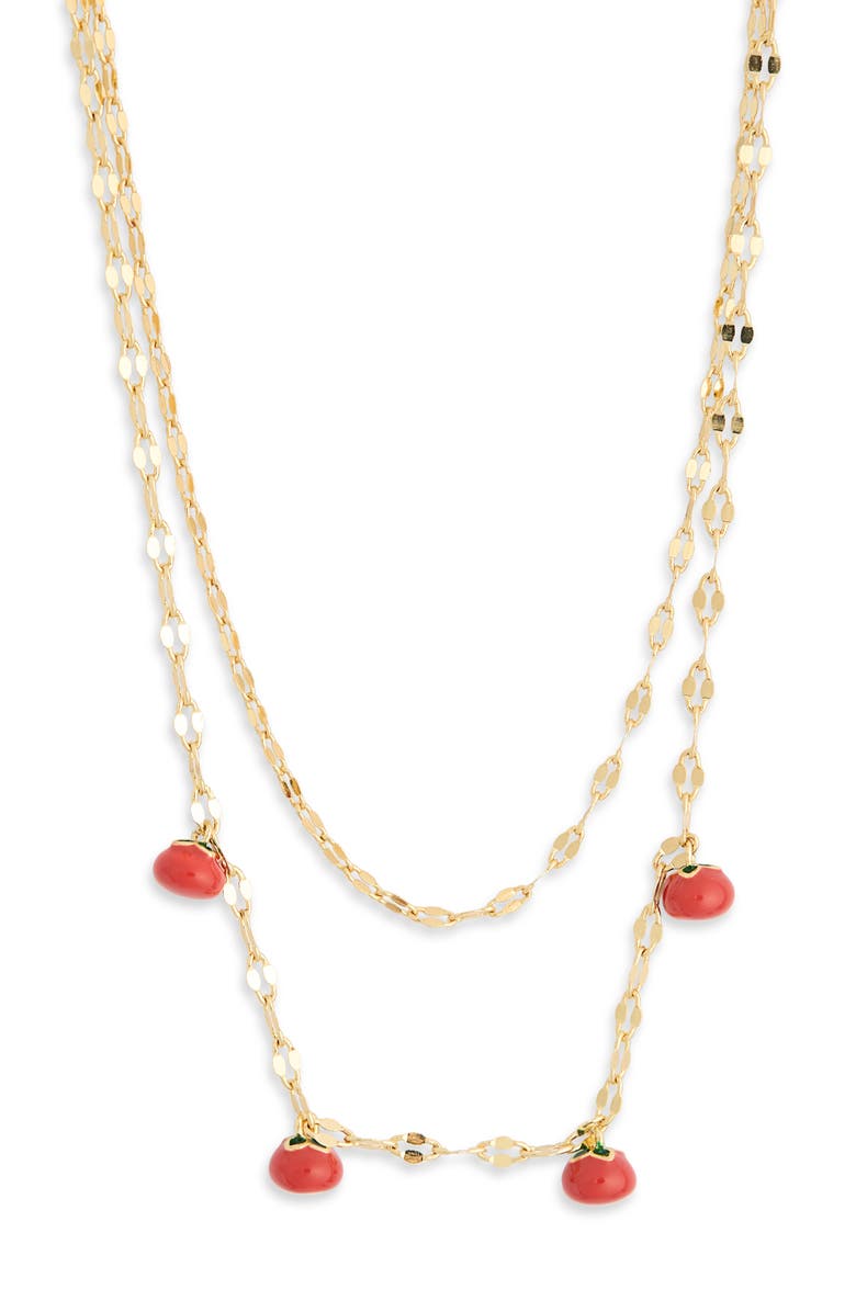 Leith Two Row Tomato Layered Necklace, Alternate, color, Red Multi- Gold