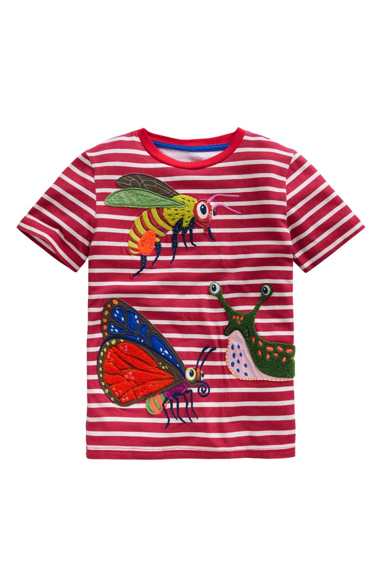 Mini Boden Kids' Insect Appliqué Cotton T-Shirt, Main, color, 