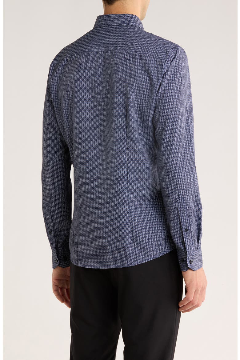 Geometric Stretch Button-Up Shirt, Alternate, color, NAVY / MARINE
