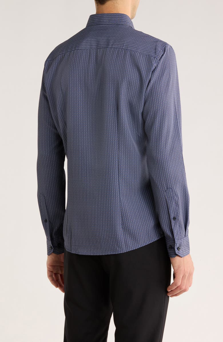 SOUL OF LONDON Geometric Stretch Button-Up Shirt, Alternate, color, Navy / Marine