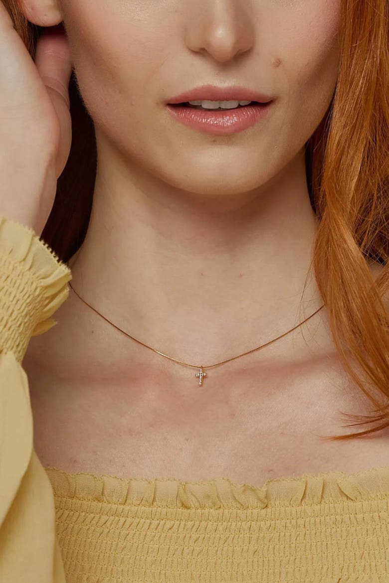 Sterling Silver 18k Gold Plated Weiss Cross Necklace Everyday Wear, Alternate, color, Gold