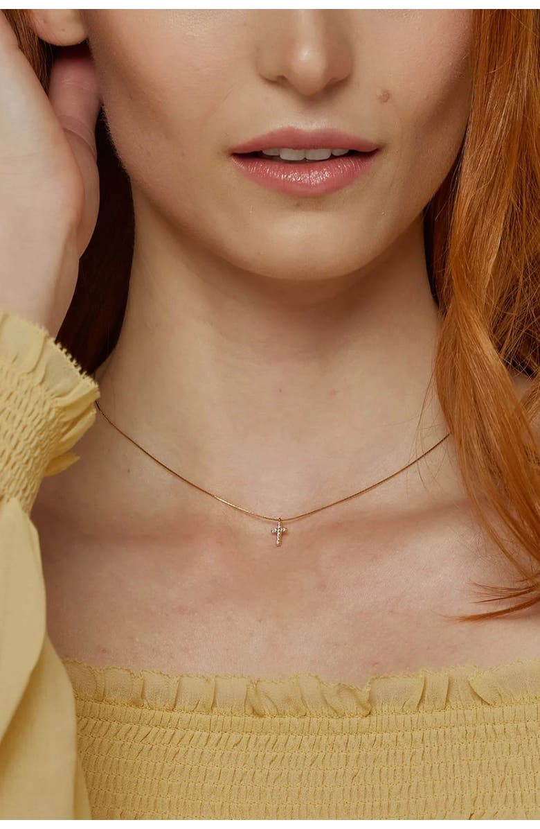 Bearfruit Jewelry Sterling Silver 18k Gold Plated Weiss Cross Necklace Holiday Gift Idea, Alternate, color, Gold