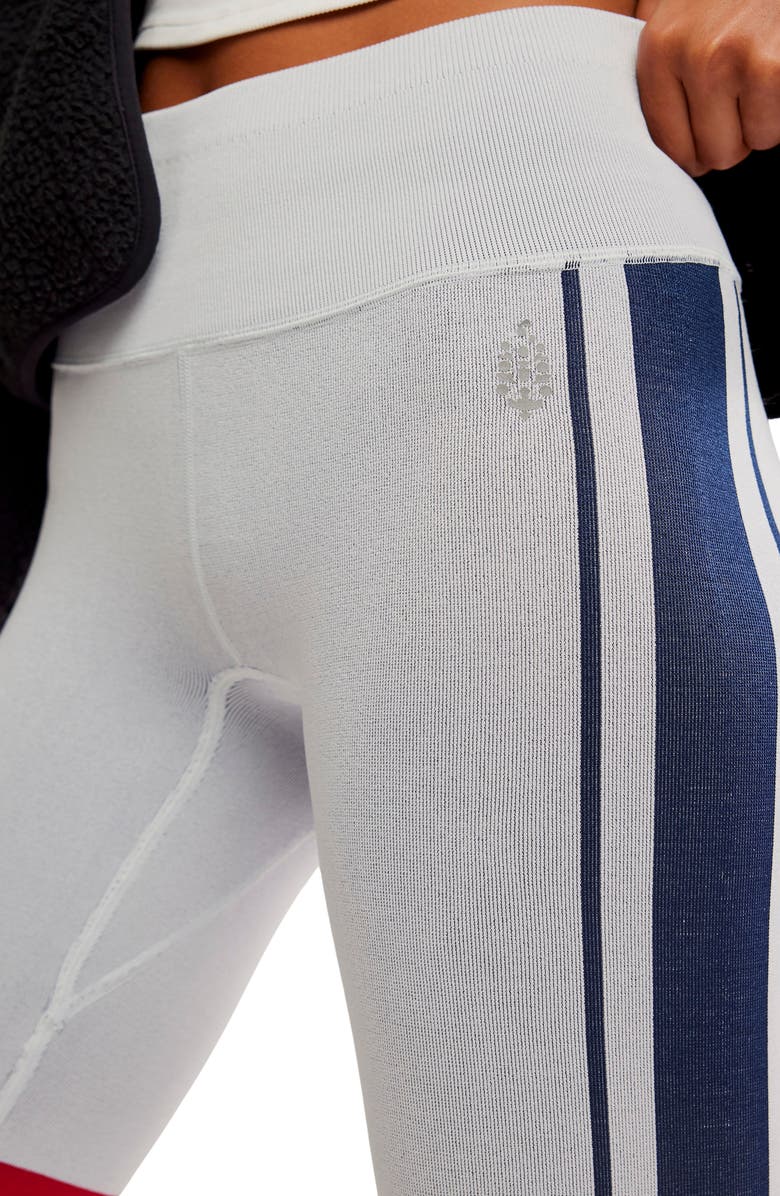 Free People FP Movement Myoko Jacquard Leggings, Alternate, color, Ivory Retro Stripes
