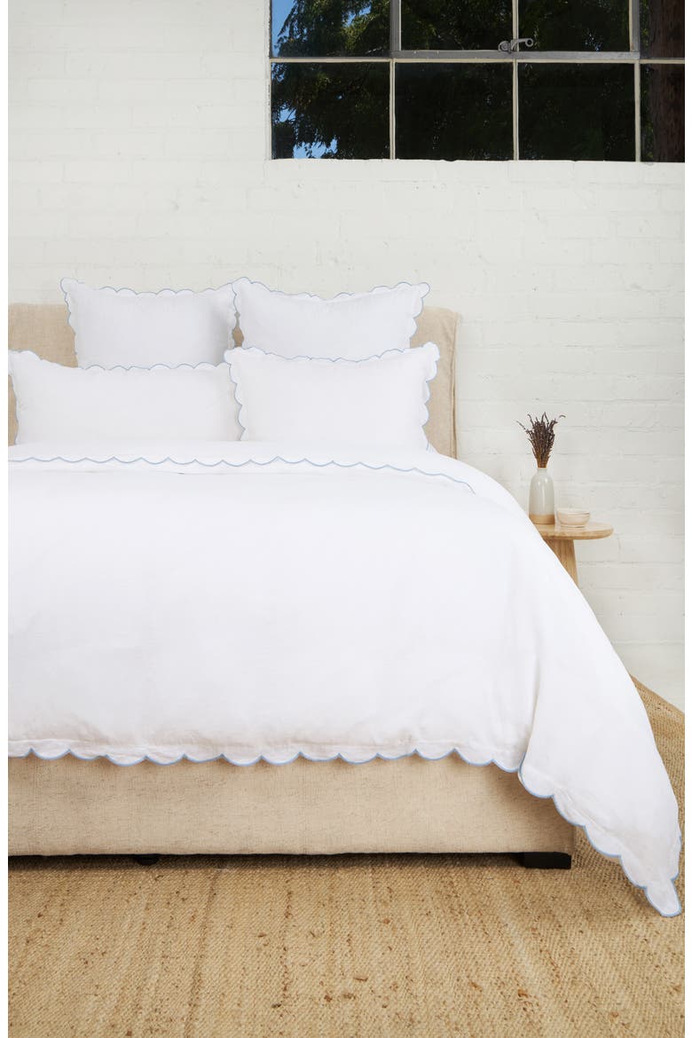 Kelly Linen Duvet Cover, Alternate, color, WHITE/ FRENCH BLUE