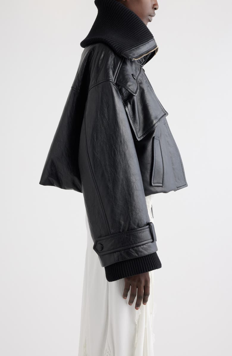 Chloé Oversize Crop Lambskin Leather Bomber Jacket, Alternate, color, 