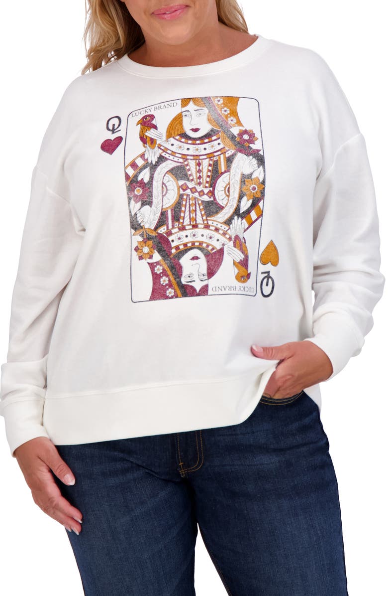 Lucky Brand Queen of Hearts Graphic Sweatshirt, Main, color, 