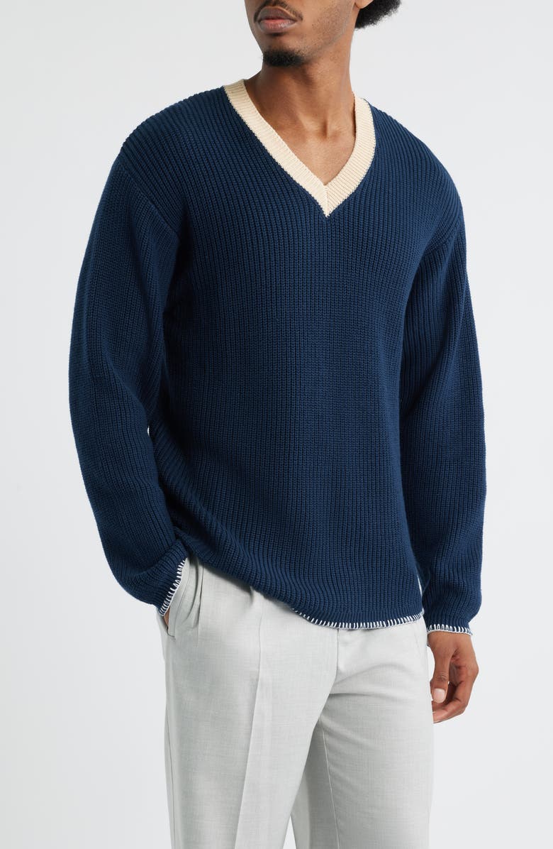 KROST Rib Knit V-Neck Sweater, Main, color, 