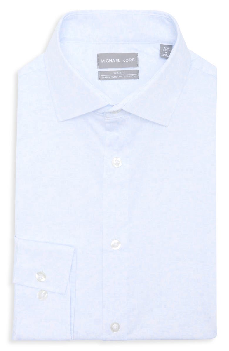 Michael Kors Slim Fit Solid Quick Wicking Stretch Dress Shirt, Alternate, color, Powder Blue