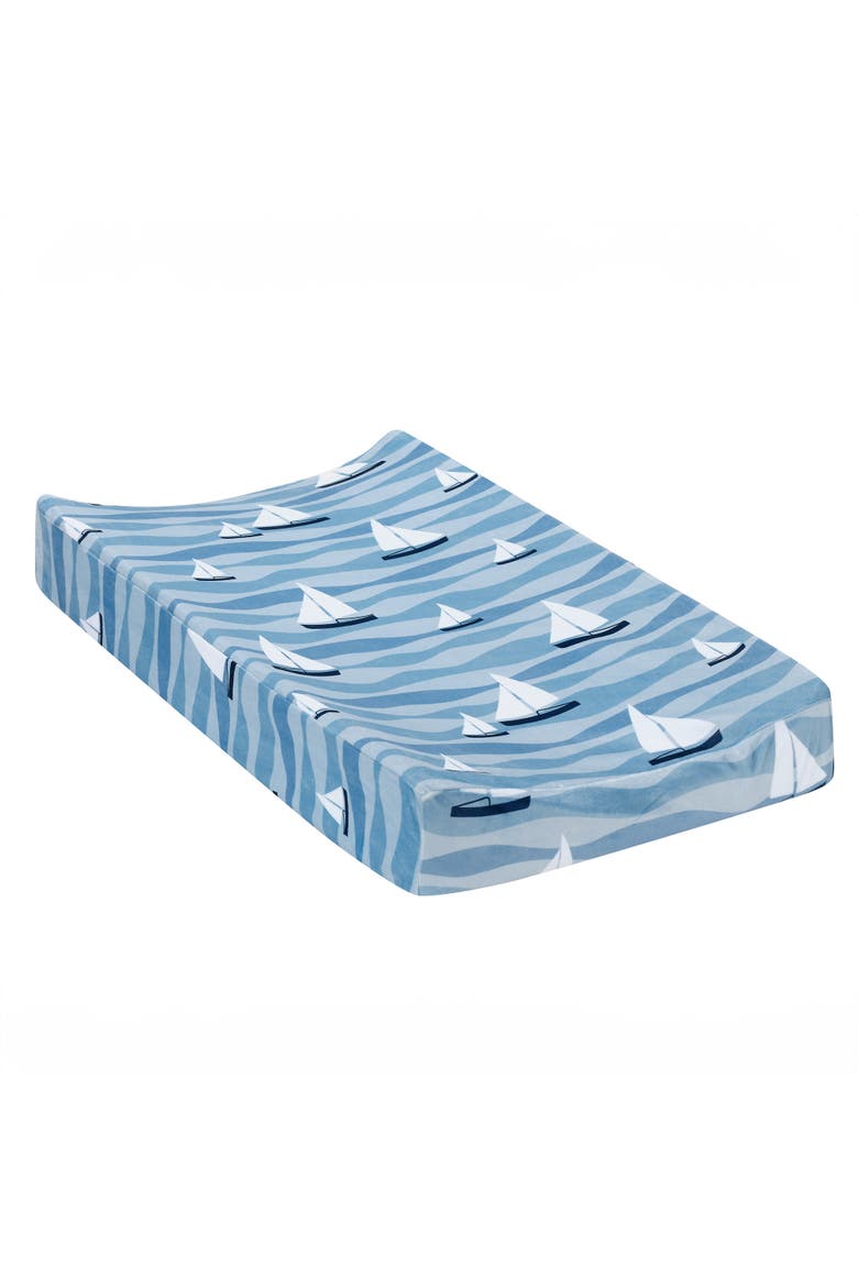 Little Skipper Nautical Ocean Sailboat Soft Changing Pad Cover, Main, color, Blue