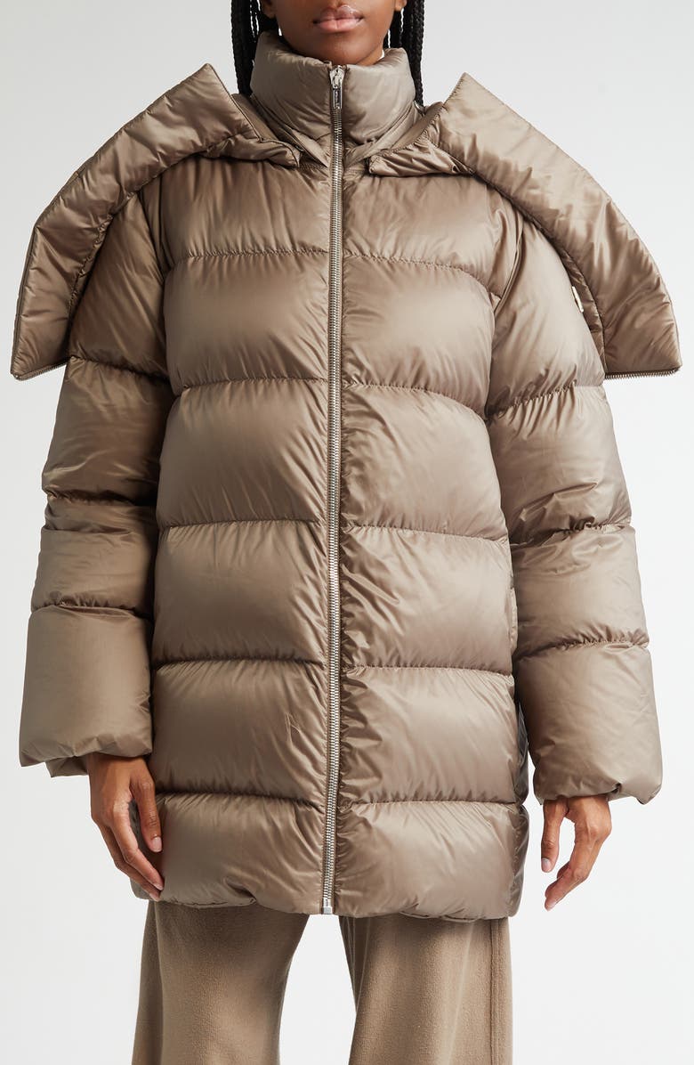 Moncler x Rick Owens Cyclopic Hooded Down Jacket, Main, color, 