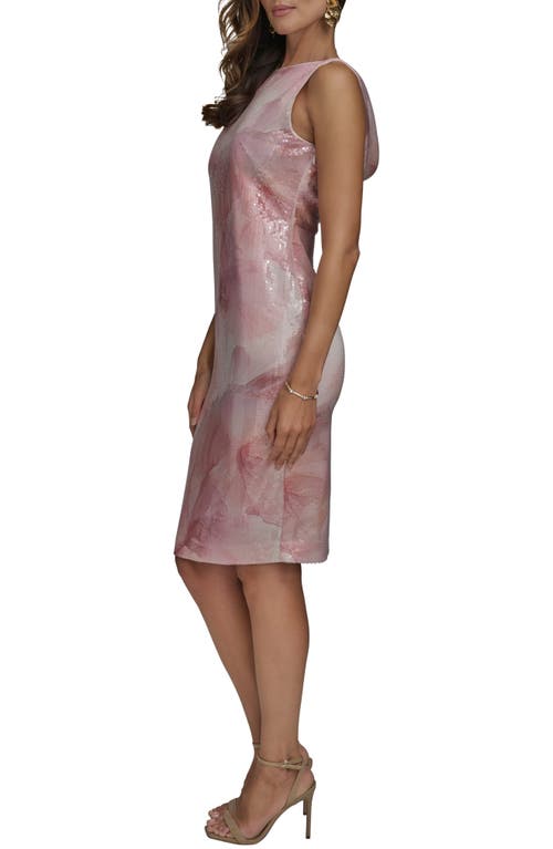 Donna Karan Sequined Cowl Back Dress In Apricot Mu