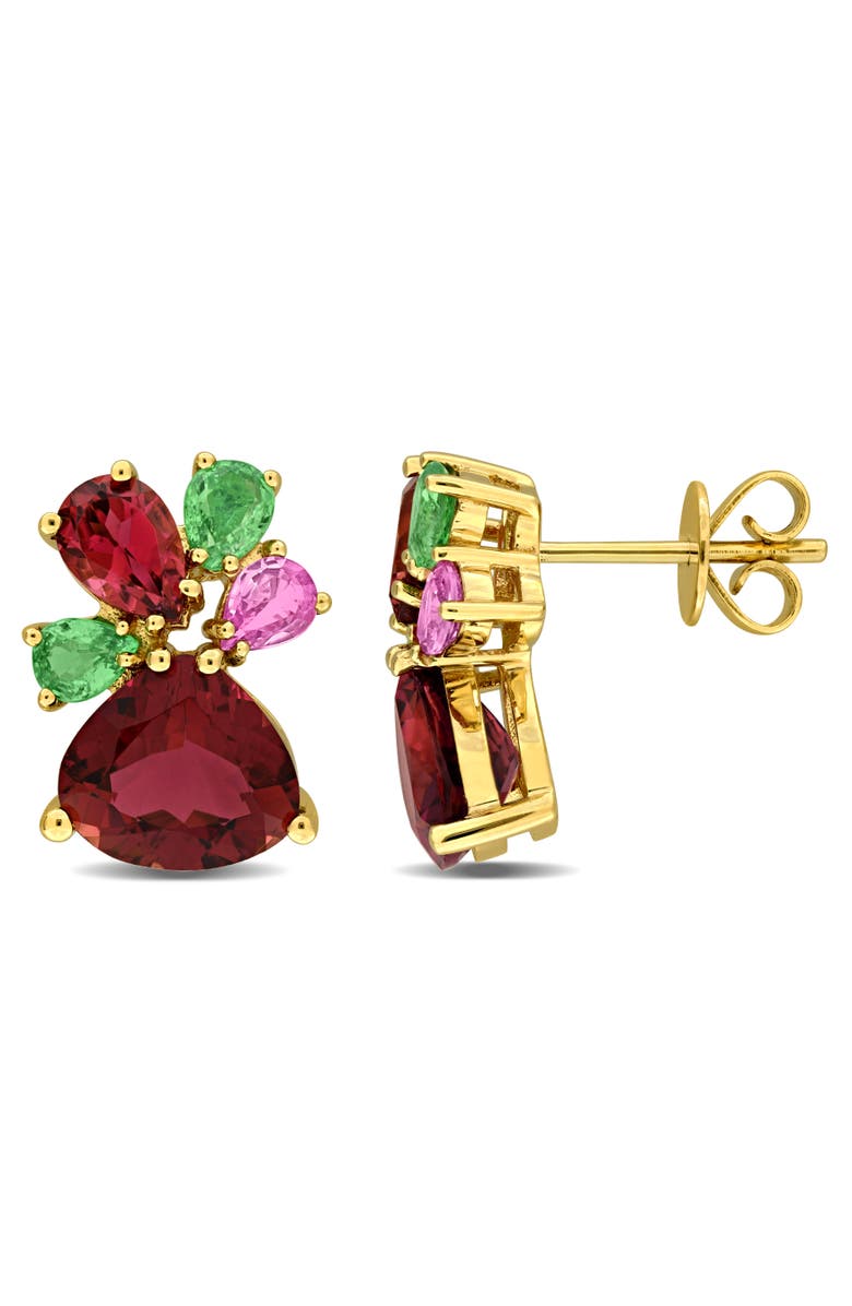Julianna B. Multi-Gemstone Cluster Stud Earrings 14K, Main, color, 