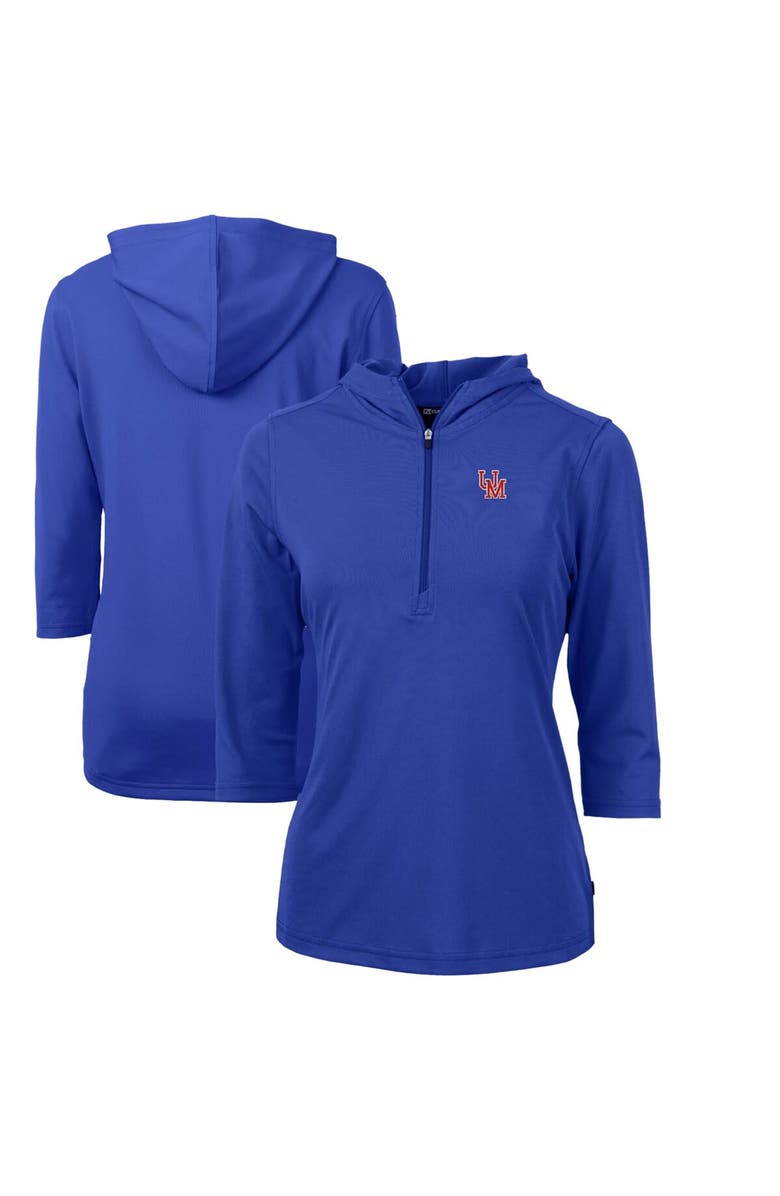 Cutter & Buck Women's Cutter & Buck Royal Ole Miss Rebels Vault Virtue Eco Pique Recycled Half-Zip Pullover Hoodie, Main, color, 
