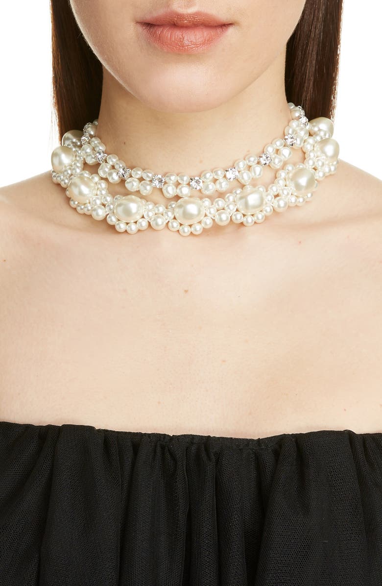 Simone Rocha Baroque Imitation Pearl Double Strand Necklace, Alternate, color,