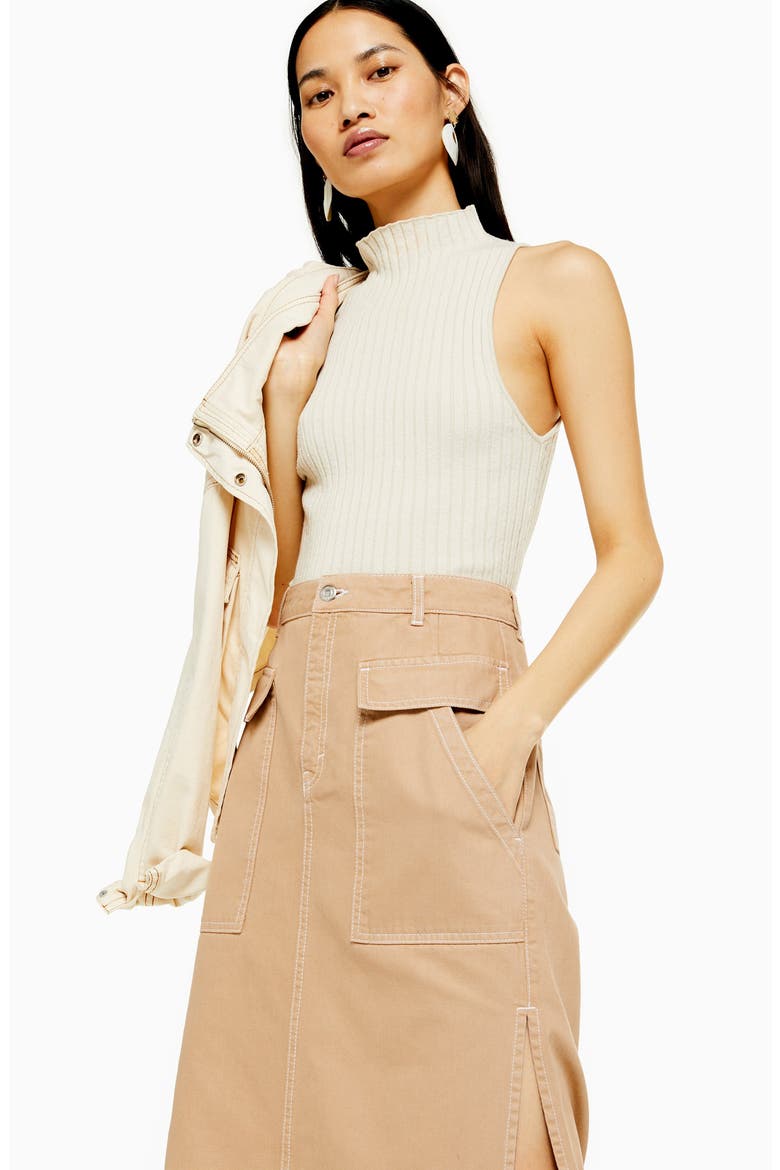 Pocket Midi Skirt, Alternate, color, STONE