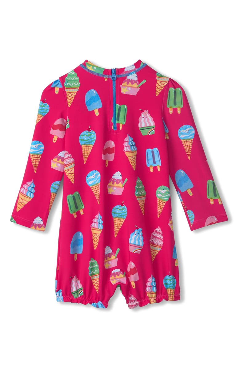 Hatley Ice Cream Treats Long Sleeve Rashguard Swimsuit, Alternate, color,