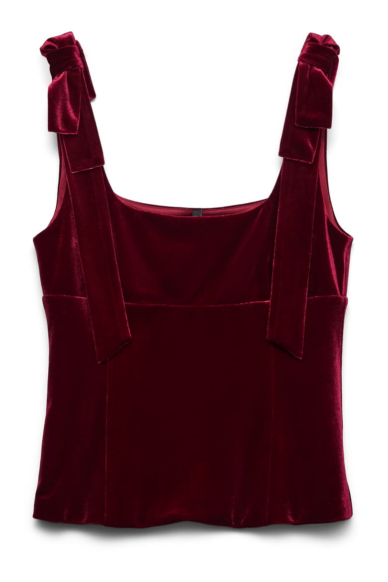 Vida Tie Strap Velvet Top, Alternate, color, RUMBA RED