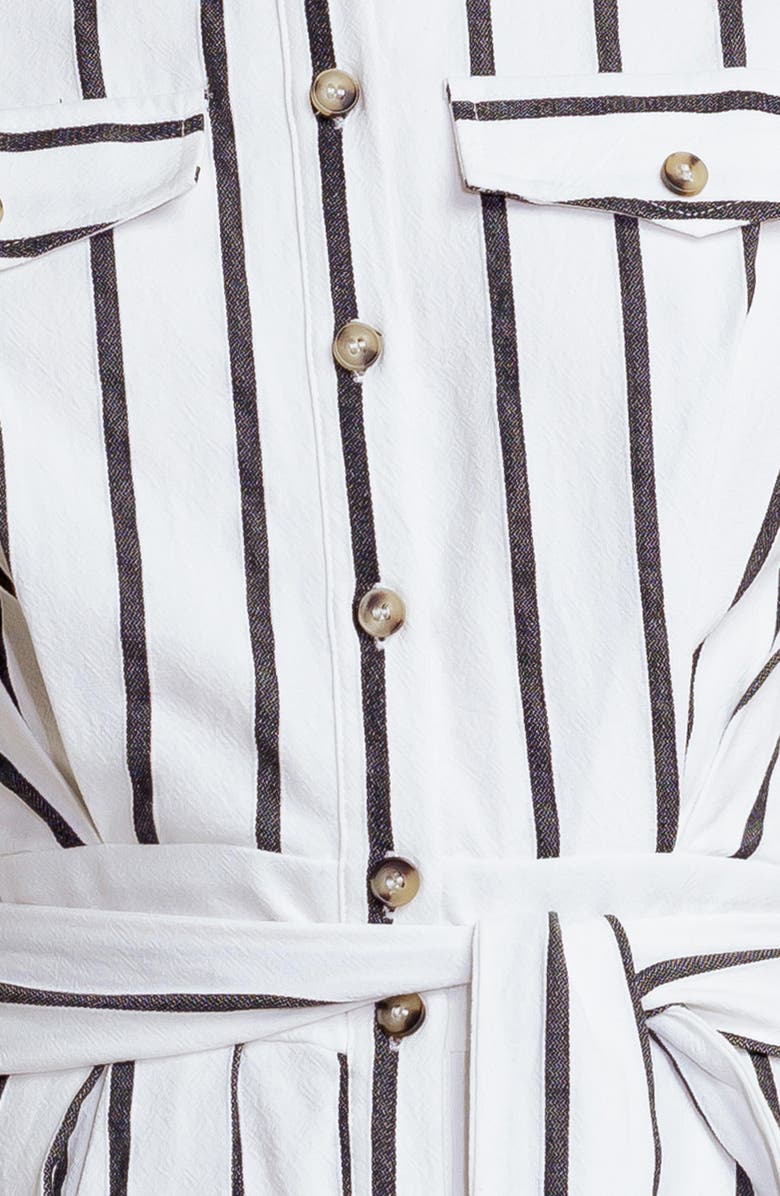 FREEMARKET Stripe Sleeveless Midi Shirtdress, Alternate, color, White/ Black