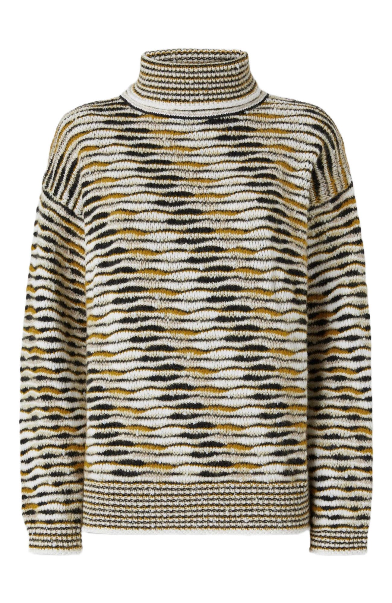Oversized High-neck Sweater With Flame Pattern - image 2